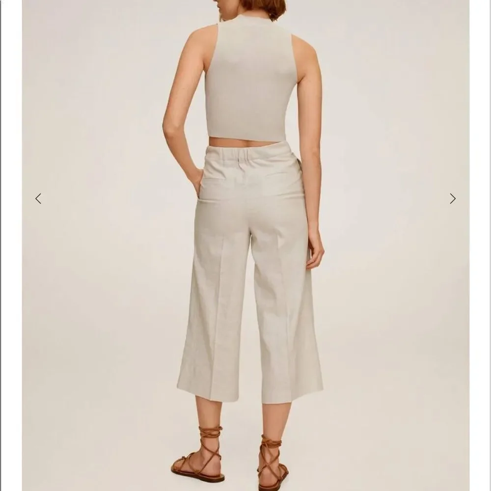 MNG Linen-blend culotte trousers